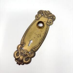 Antique 1901 Sargent Alby Door Plate Art Nouveau Brass Plated Steel Escutcheon